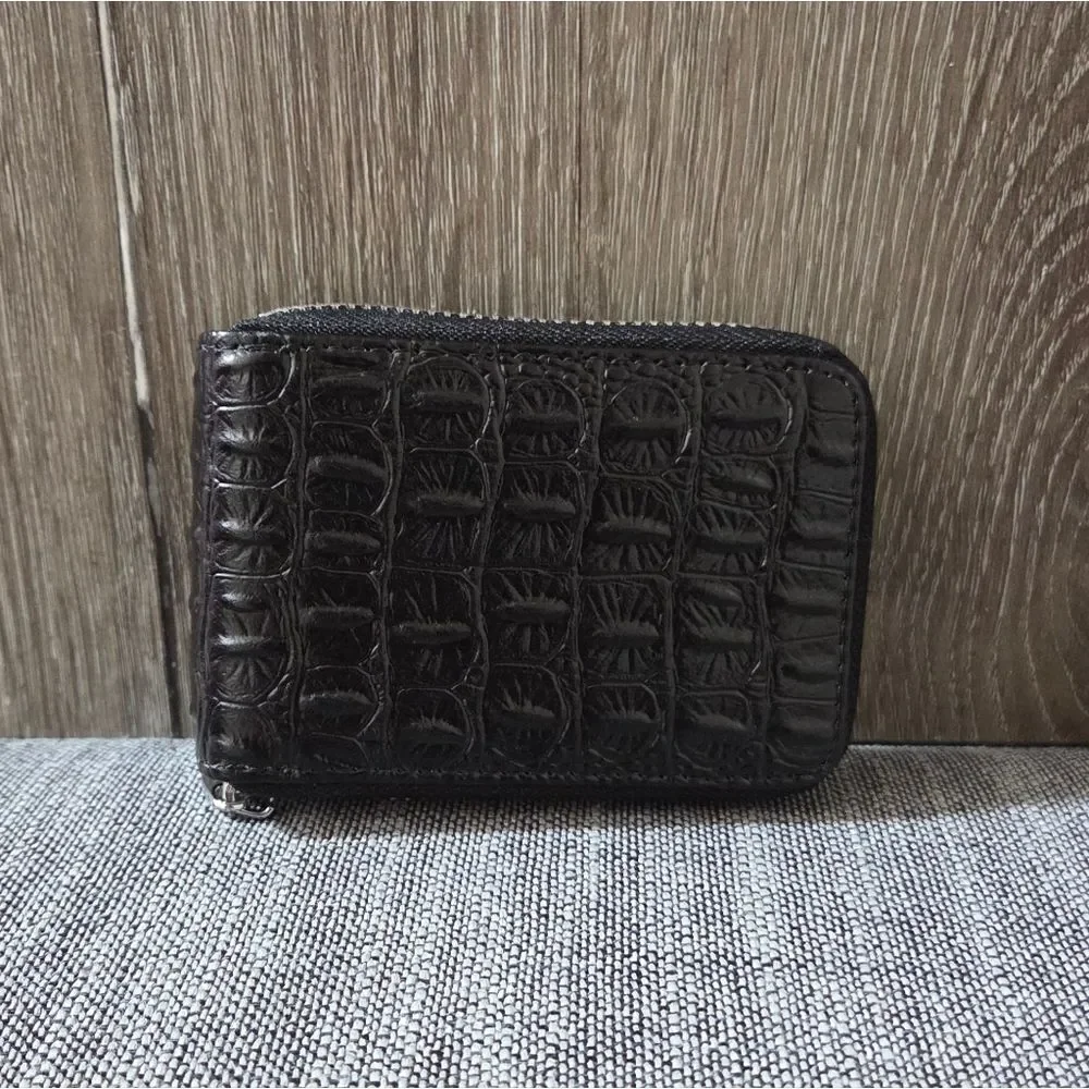 Men's Women Wallet Leather Credit Card Holder RFID Blocking Zipper Thin Pocket
